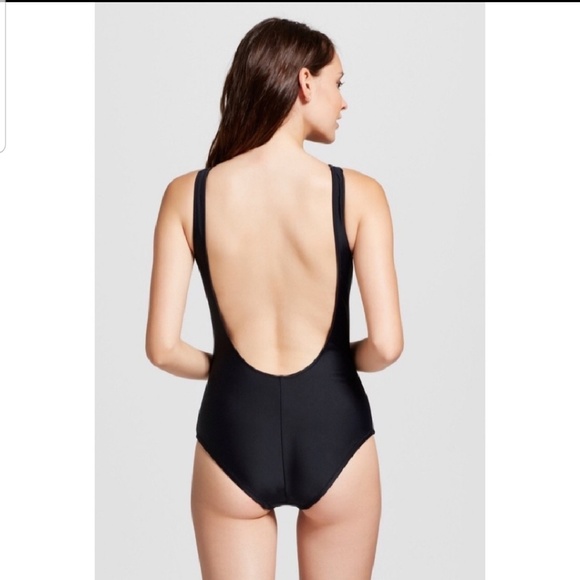 Mossimo black lace up tie swim suit swimwear S L cy - Picture 3 of 4